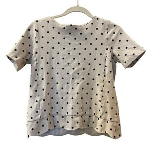 Talbots Women's White Polka Dots Short Sleeve Shirt Blouse Size: Small